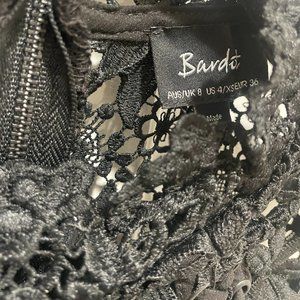 Bardot Black Knee Length Lace Dress with High Neck